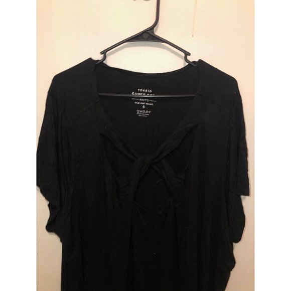 NEW Torrid Super Soft Knits SZ 5 Black Criss Cross Knotted Neckline Top or Dress - Picture 2 of 3